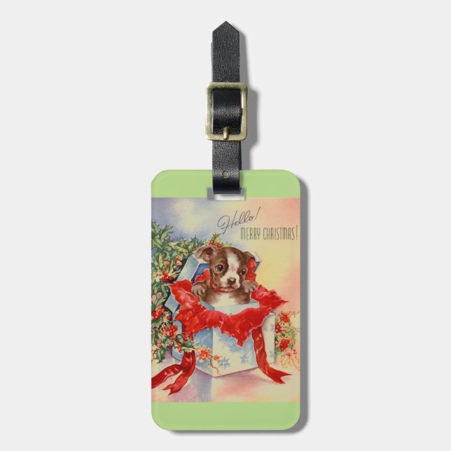 Vintage Mitte- des Jahrhundertsschöner Gepäckanhänger (Vorderseite vertikal)