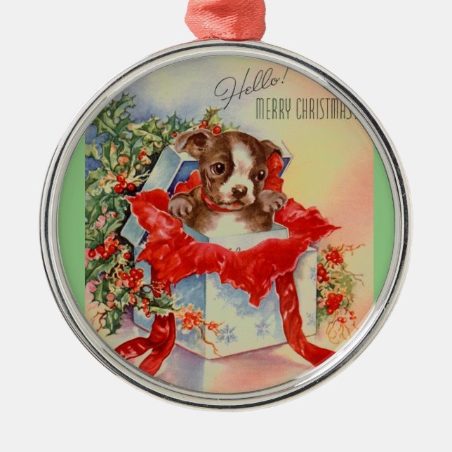 Vintage Mitte- des Jahrhundertsschöner Silbernes Ornament (Vorne)