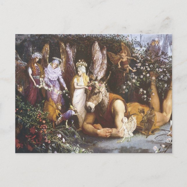 Vintage Mitte-Sommer-Fee Postkarte (Vorderseite)