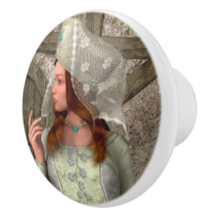 Vintage Mittelalterliche Prinzessin Renaissance Ku Keramikknauf