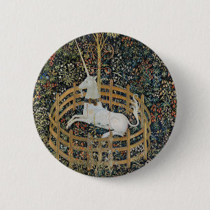 Vintage mittelalterliches Einhorn in Gefangenschaf Button