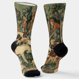 Vintage mittelalterliches Einhorn verteidigt sich Socken