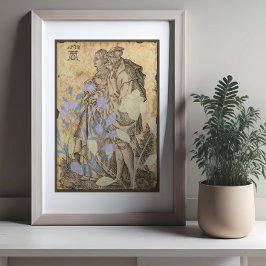 Vintage Mittelalterliches Paar Decoupage Poster