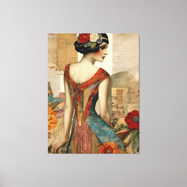 Vintage Mixed-Media-Collage Leinwanddruck (Vorderseite)