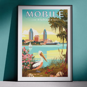 Vintage Mobile Alabama Poster