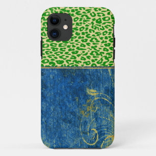 Vintage Mod floral mit grünem Leopardenprint-Stoff title_seo2