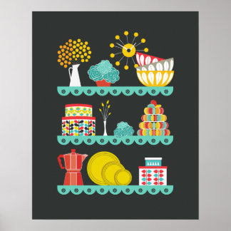 Vintage-Mod-Küche Poster