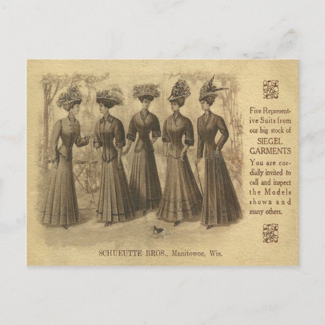Vintage-Mode-Anzeige Postkarte (Vorderseite)