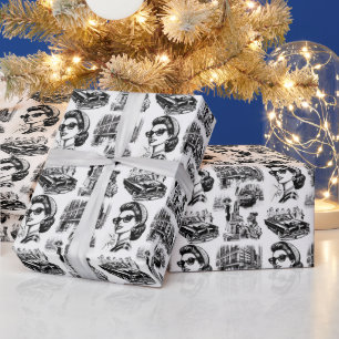 Vintage Mode-Girl Zeichnend Geschenkpapier