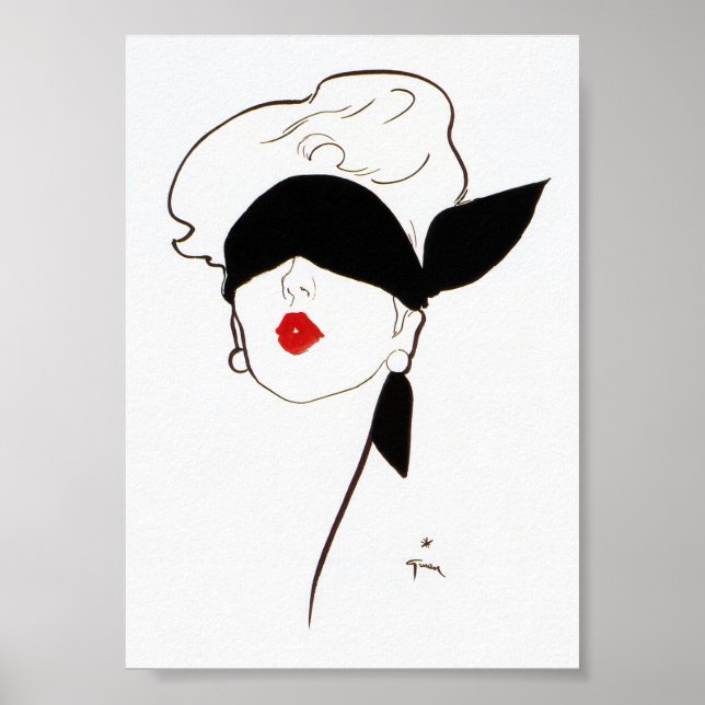 Vintage Mode Illustration Blindfold Minimalistisch Poster (Vorne)