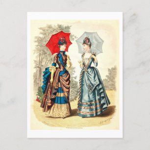 Vintage Mode Illustrationskleider 1886 Postkarte