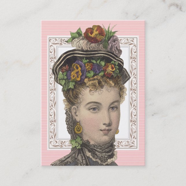 Vintage Mode-schöne viktorianische Dame Visitenkarte (Vorderseite)