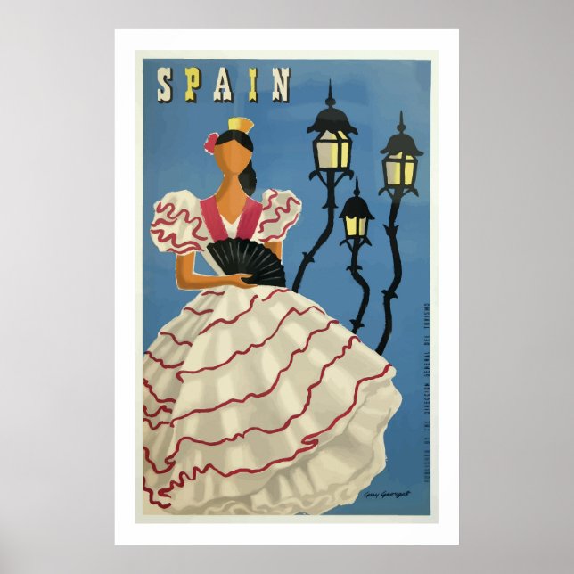 Vintage Mode Spanien Reiseplakat drucken Poster (Vorne)