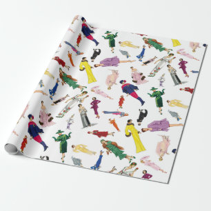 Vintage Modeillustration Damen Geschenkpapier