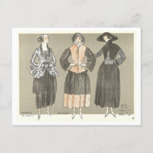 Vintage Modeillustrations-Postkarte Postkarte