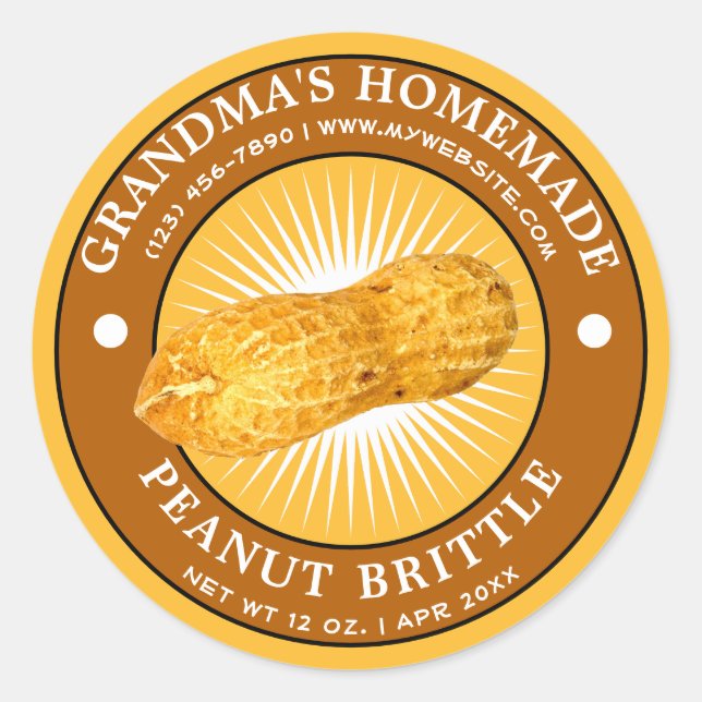 Vintage Modèle Étiquette artisanal Peanut Brittle (Devant)