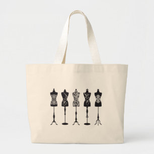 Vintage Modemannequin-Silhouetten Jumbo Stoffbeutel