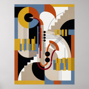 Vintage Modern Art Deco Jazz Poster