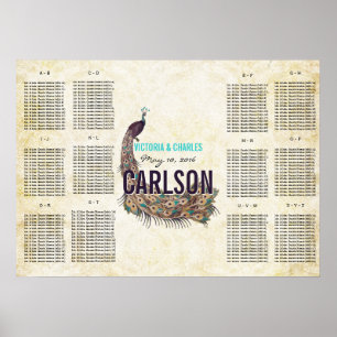 Vintage Modern Pfau Sitzordnung Poster