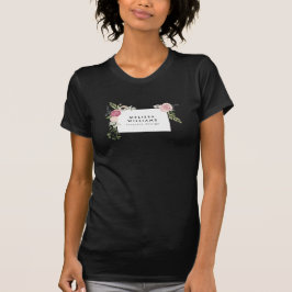 Vintage moderne Blumenmotive auf dunklem T - Shirt