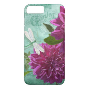 Vintage moderne Dragonfly mit Lila Dahlia-Blume Case-Mate iPhone Hülle