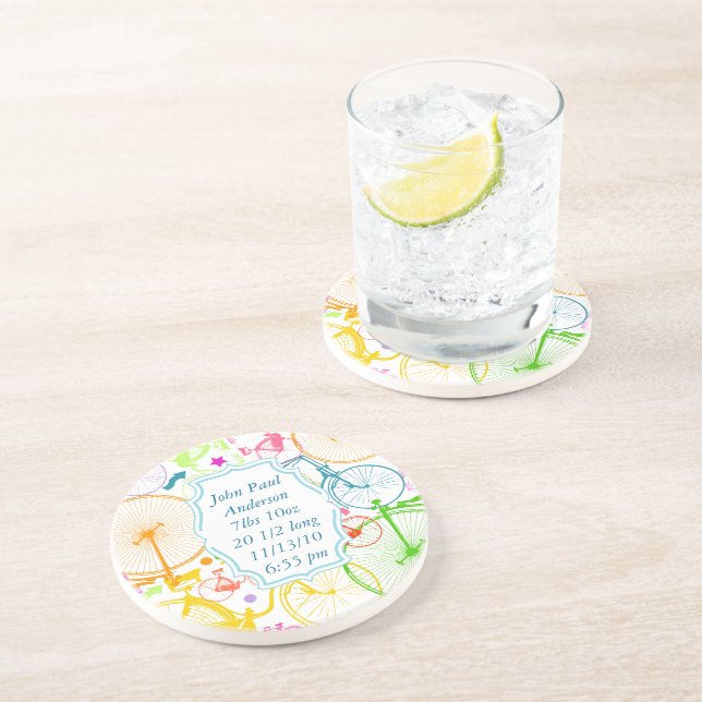 Vintage moderne Fahrradfarbige Untersetzer (Seite)