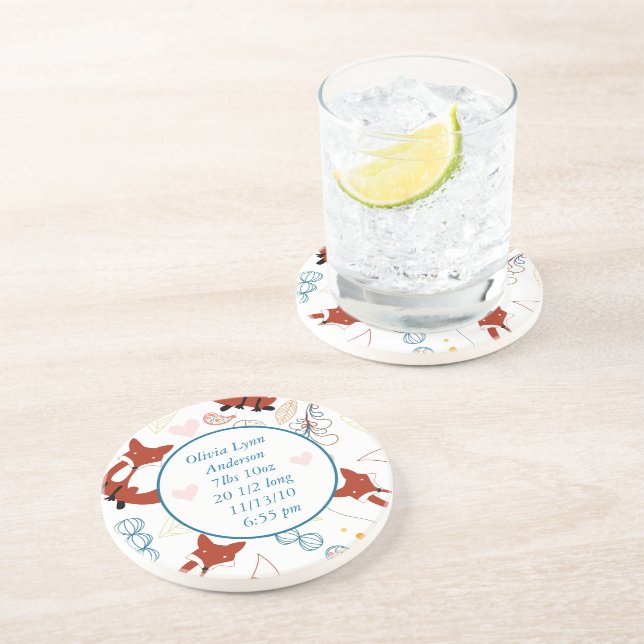 Vintage moderne Fox New Baby Stats Untersetzer (Seite)