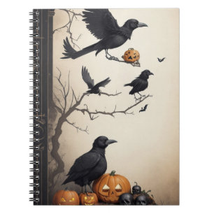 vintage moderne halloween crâne et carnet de corbe