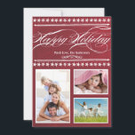 Vintage moderne Happy Holiday Chalkboard Fotokarte Feiertagskarte<br><div class="desc">Vintage moderne Typografie Rote Halbpension Happy Holiday Foto Card</div>