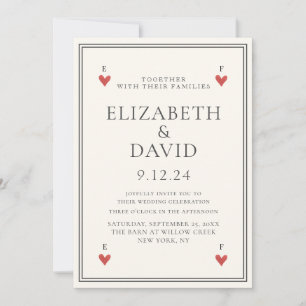 Vintage Moderne jouer aux cartes coeurs Mariage si