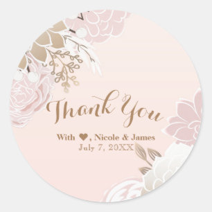 Vintage Moderne Rosa & Gold Blumen Elegantes Gesch Runder Aufkleber