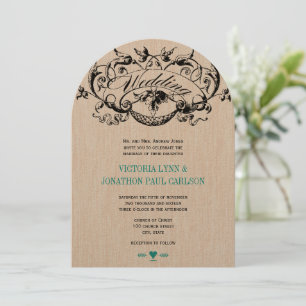 Vintage Moderne Turquoise Aqua Wedding Invitations