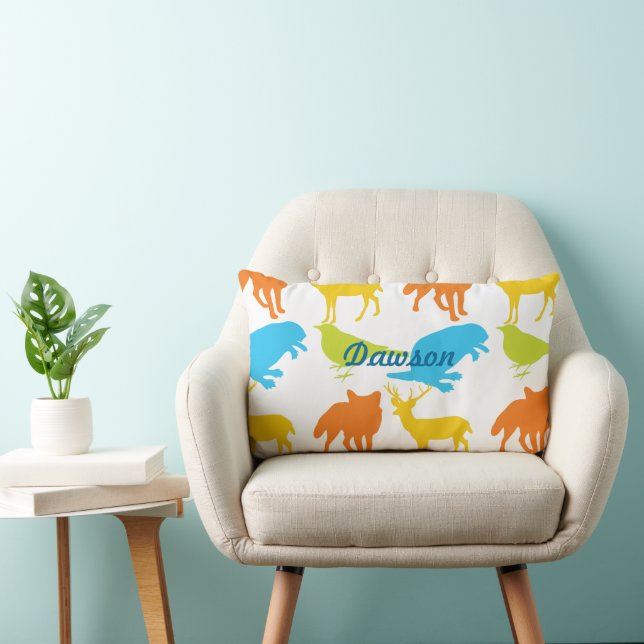 Vintage moderne Waldtiere Pillow Lendenkissen (Stuhl )