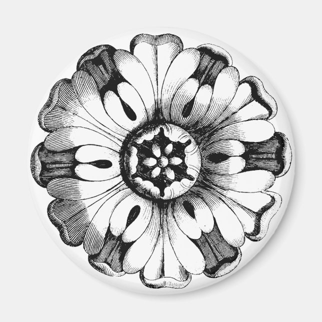 Vintage moderner Blumenmedaillon Magnet (Vorne)