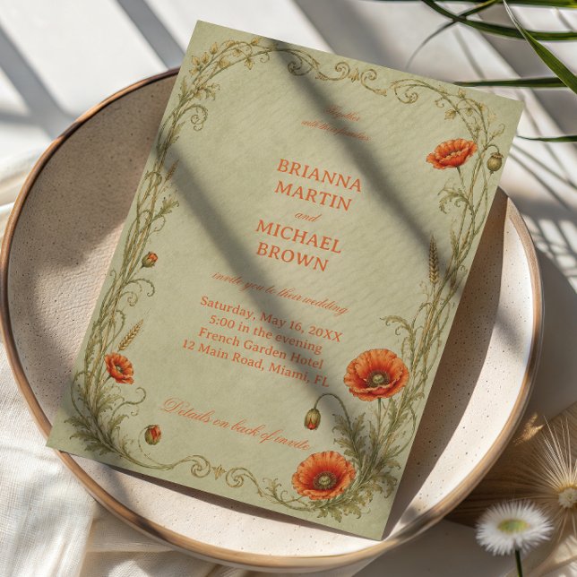 Vintage Mohn Botanical Einladung (Von Creator hochgeladen)