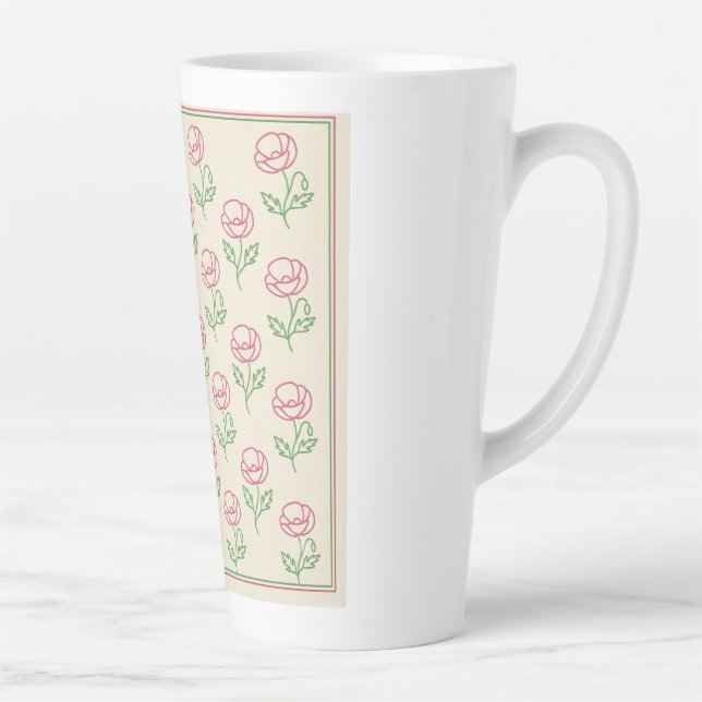 Vintage Mohn-Umrandung  Milchtasse (Rechts)