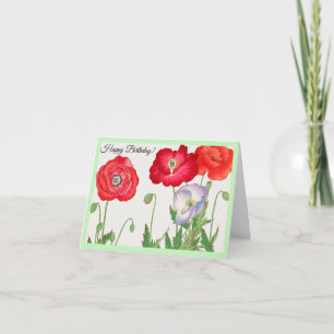 Vintage Mohnblume, floral Karte