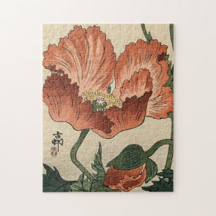 Vintage-Mohnblume japanische Blumenmalerei
