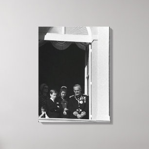 Vintage Monaco-Fürstenfamilie im Palast Balkon Leinwanddruck
