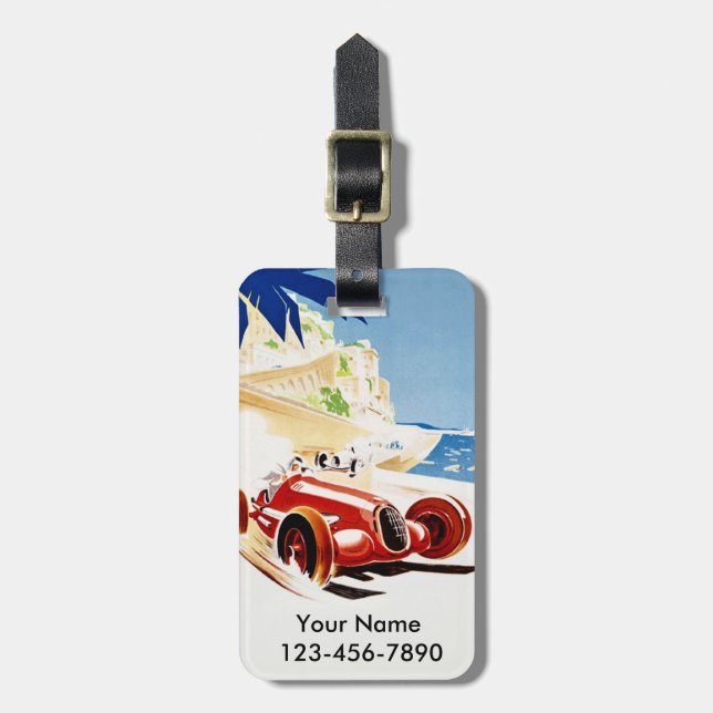 Vintage Monaco-Reise-kundenspezifischer Gepäckanhänger (Vorderseite vertikal)