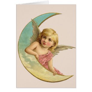 Vintage-Mond-Engels-Grußkarte