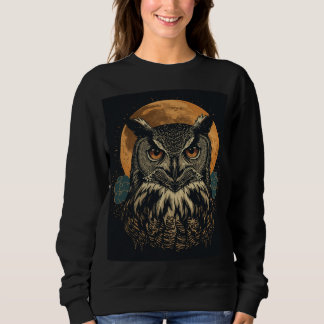 Vintage-Mond-Eule-T-Shirt Sweatshirt