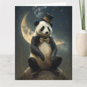 Vintage-Mond-Panda-Bär Karte