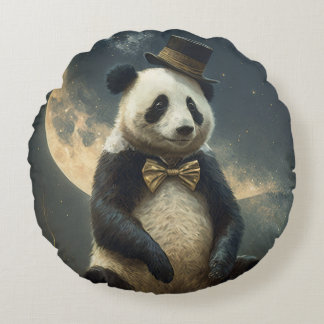 Vintage Mond Panda Rundes Kissen