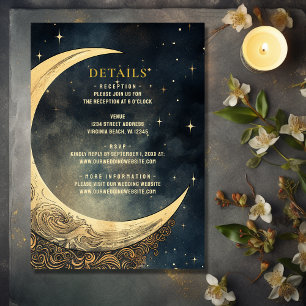 Vintage-Mond- und Sternenhimmel-Hochzeitsdetails Begleitkarte