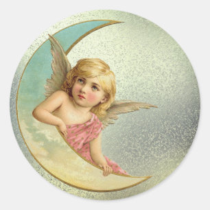 Vintage-Mondengel Runder Aufkleber
