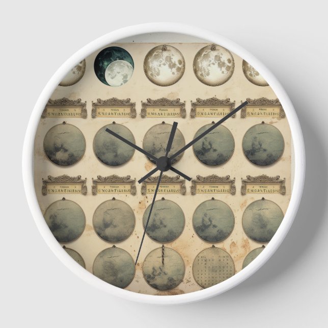 Vintage Mondkalender - Himmelsmondphasen Uhr (Vorderseite)