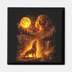 Vintage Mondlicht Hund lustiger Pudel heult den Magnet