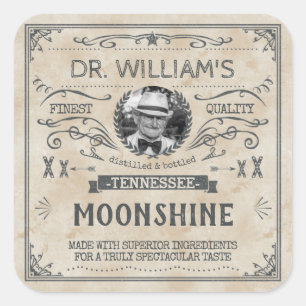 Vintage Mondschein Hillbilly Medizin Custom Brauer Quadratischer Aufkleber