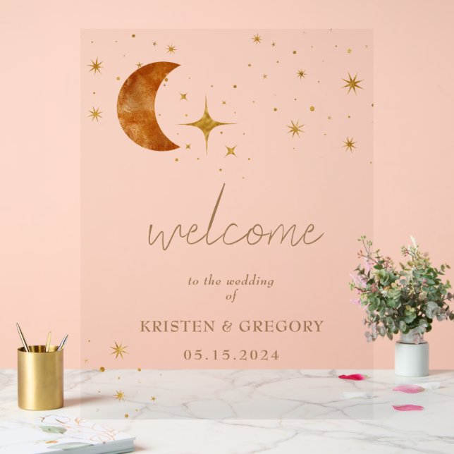 Vintage Mondstars Hochzeit Acrylschild (Hochzeit)